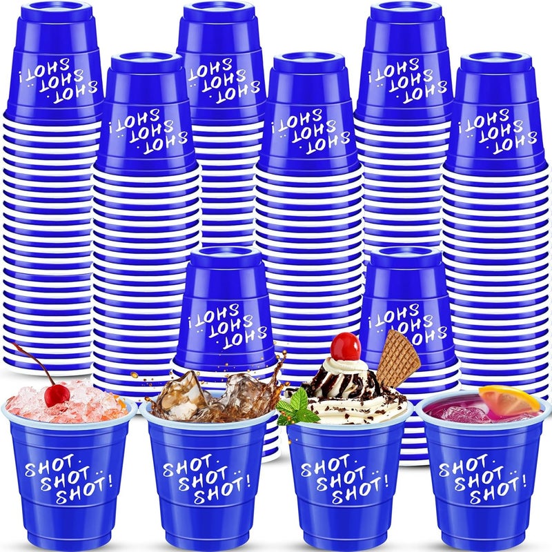 cssopenss 120 pcs Blue Plastic Shot Glasses 2 oz blue shot cups Gender Reveal shot glasses disposable for drinking Tastings served Snacks Jello Tastings and Samples - Image 1
